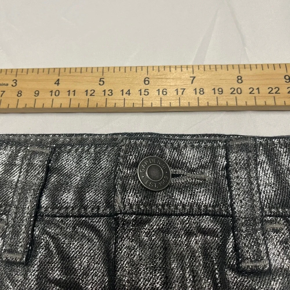 Gap Kids Metallic Silver Denim Mini Skirt Size 10 Adjustable Waist